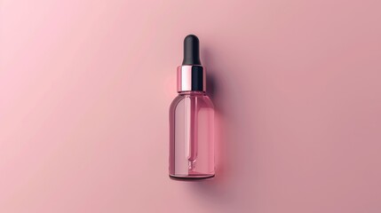 Wall Mural - Cosmetic product mockup with dropper on pink background