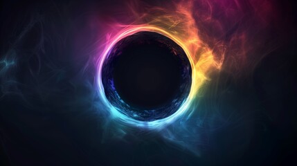 Wall Mural - abstract black hole with rainbow lighting, a dark black hole surrounded by vibrant rainbow lighting 