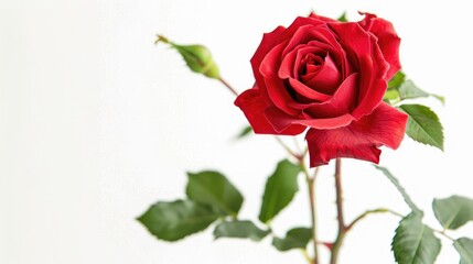 Wall Mural - A stunning red rose stands out against a pure white background