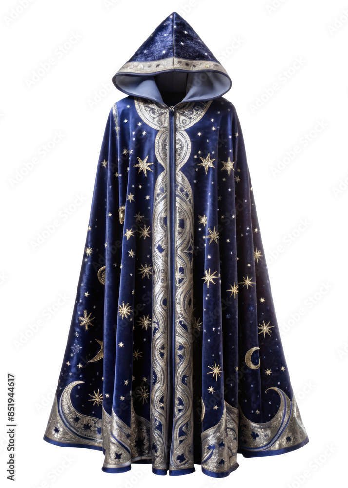 Starry Night Wizard Cloak with Silver Embroidery. The deep blue velvet ...