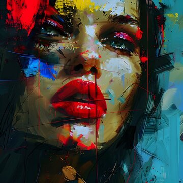 painting of a woman with a red lipstick , expressive beautiful painting, beautiful art uhd 4 k, digital painting art, art of alessandro pautasso, digital art painting, beautiful digital artwork, detai