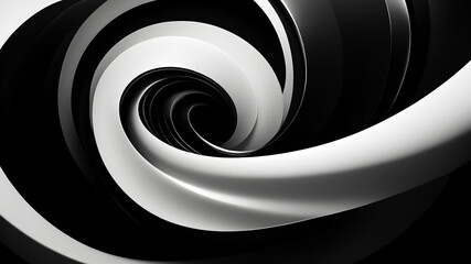 Wall Mural - A sophisticated and sleek swirl in black and white. The design should emphasize smooth curves and gradients, creating a minimalist yet striking visual. This would be perfect for a stylish and elegant 
