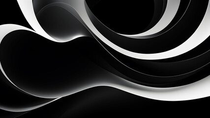 Wall Mural - a sophisticated and sleek swirl in black and white. the design should emphasize smooth curves and gr