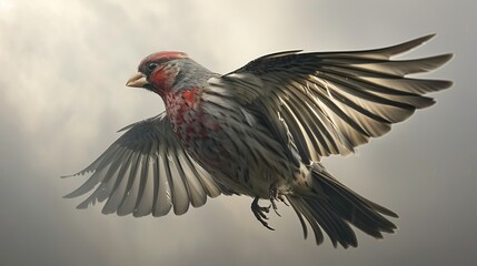 Wall Mural -  A bird flying in the air with wide-spread wings