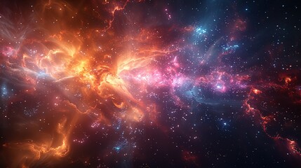 Wall Mural - A colorful galaxy with orange and blue stars