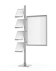 Wall Mural - Blank Floor standing poster display holder snap frame stand, advertisement literature sign holder 3d rendered illustration.