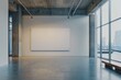 © Natalia - Minimalistic white billboard on a plain wall inside an art gallery, offering a blank canvas for artistic displays or cultural advertisements
