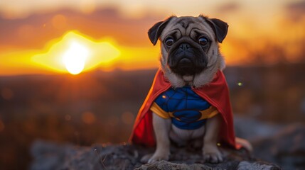 Wall Mural - Heroic Pug with Superman