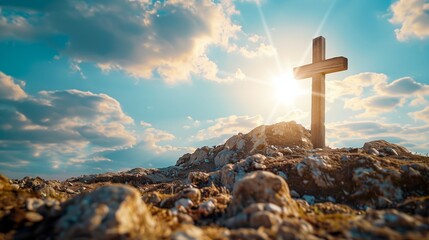 christian cross on the top of a mountain
