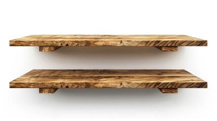Wall Mural - Wooden shelves isolated on a white background with a Clipping Path