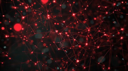Poster - this moody, dark abstract showcases a network of technology nodes and connections illuminated by sub