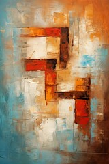 Wall Mural - Abstract expressionist oil painting with geometric shapes and vibrant colors. Concept of modern art, creative design. Metaphorical associative card. Psychological abstract picture. Vertical