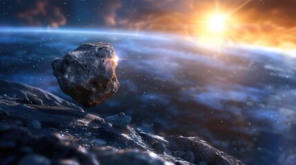 Wall Mural - a hazardous asteroid is on a collision course with earth classified as a potentially hazardous objec