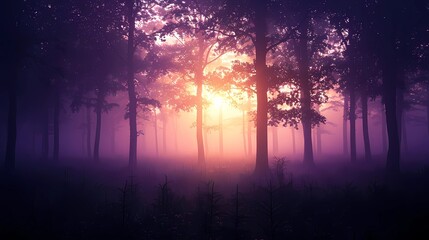 Poster - sunset in the forest