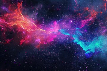Poster - a space with a nebula in the background, Cosmic neon galaxy art
