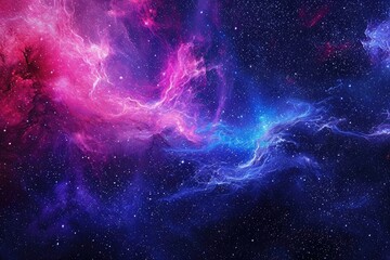 Poster - a space with a nebula in the background, Cosmic neon galaxy art