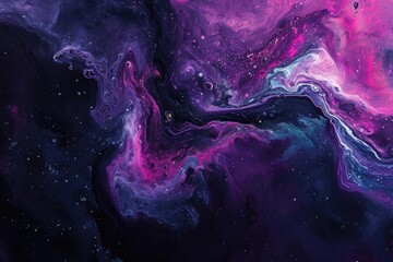 Poster - a space with a nebula in the background, Cosmic neon galaxy art