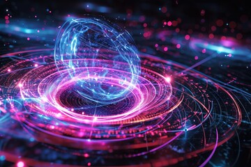 Leinwandbilder - a computer screen with a spiral design on it, Examine the behavior of quantum information