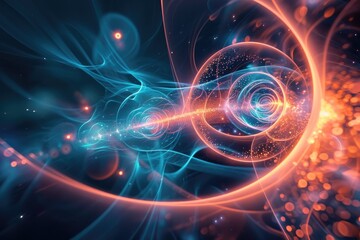 Leinwandbilder - a computer screen with a colorful background, Investigate particle-wave duality