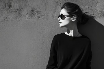 two women in black and white posing for a picture, Minimalist elegance in short fashion snapshots of girls and women