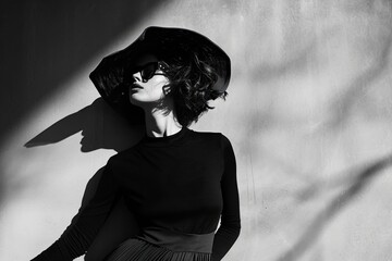 a woman in a black top and skirt posing for a picture, Modern grace: brief fashion captures highlighting the chic side of women