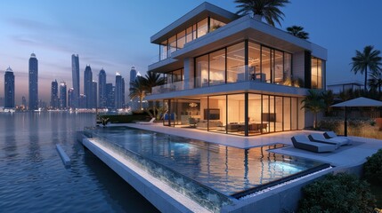 Modern Waterfront Villa with Infinity Pool