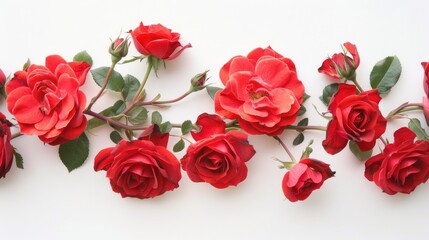Wall Mural - A cluster of vibrant red roses set against a pristine white backdrop