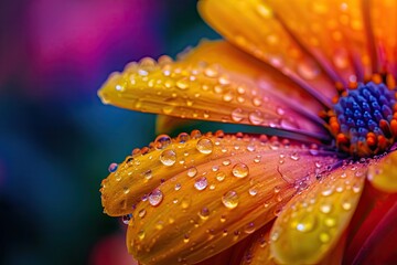 Poster - a flower with water droplets on it, Up-close moments capturing bursts of colors