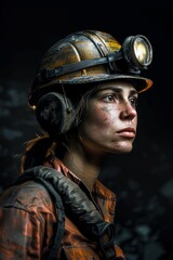 Wall Mural - female miner Generative AI