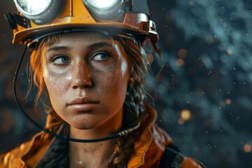 Wall Mural - female miner Generative AI