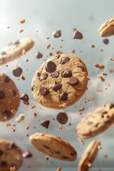Wall Mural - flying cookies Generative AI