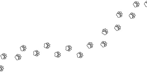 Wall Mural - Paw trail print . Pet footprint outline . Vector simple line illustration