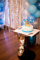 Wall Mural - View of a twenty first birthday cake with beautiful decoration background