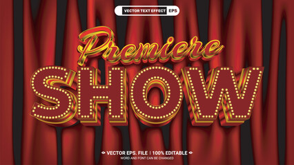 Premiere show editable vector text style effect with red curtain background