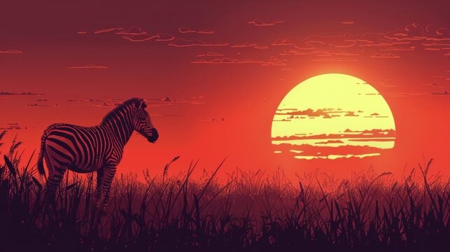 Zebra Standing in Field