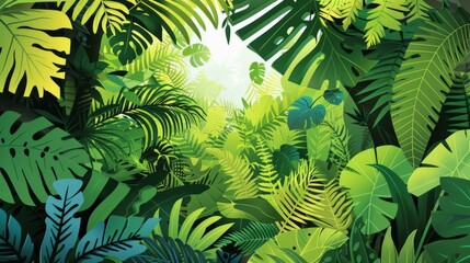 a verdant rainforest canopy alive with the vibrant colors and exotic sounds of tropical biodiversity