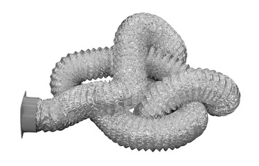 Poster - A white flexible tube with a white cap is twisted and bent. The tube is made of shiny plastic isolated on transparent background