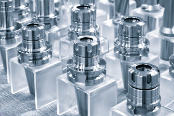 Poster - Milling metal cutter tools for CNC machine, dustrial design background, engineering technology concept.