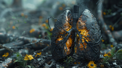 Wall Mural - deforestation human lungs