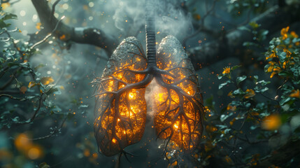 Wall Mural - deforestation human lungs