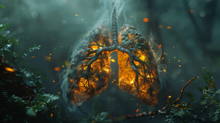 Wall Mural - deforestation human lungs