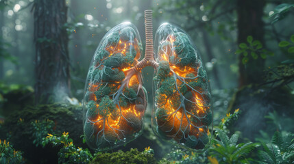 Wall Mural - deforestation human lungs