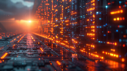 Wall Mural - digital transformation concept. system engineering. binary code. programming