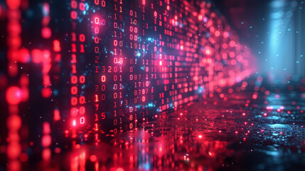 Wall Mural - digital transformation concept. system engineering. binary code. programming