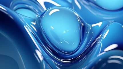 Canvas Print - A vibrant and dynamic abstract design featuring fluid, glossy blue shapes with light reflections and smooth gradients, evoking a sense of oceanic waves.