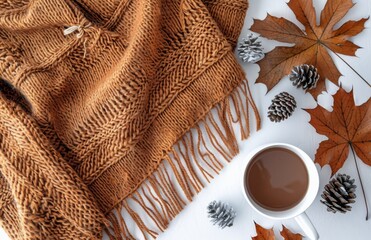 Sticker - Cozy Autumn Morning With Coffee and Blanket