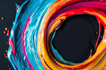 Poster - A colorful swirl of paint with a black background