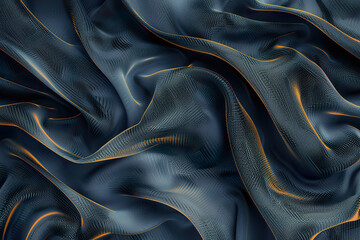 Canvas Print - A close up of a blue fabric with a pattern of gold and silver