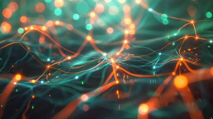 Wall Mural - glowing nodes and lines: incorporate glowing nodes and connecting lines to add a sense of energy and