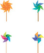 © nsit0108 - Four pinwheel designs with vibrant, multicolor segments on a clean background